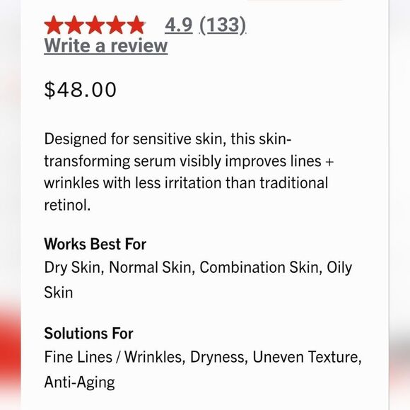 First Aid Beauty 0.3% Retinol Complex Peptides Serum NEW MSRP $48 Vegan 1st AID - Picture 5 of 12